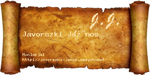 Javorszki János névjegykártya